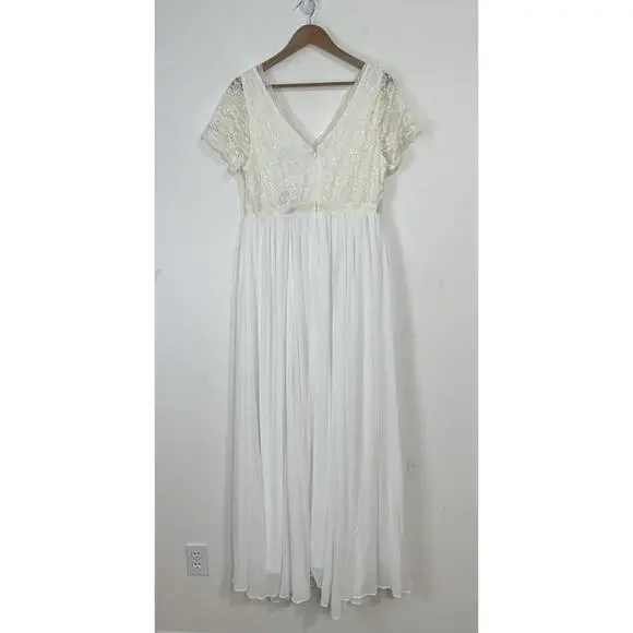 NWT Torrid Lace Chiffon Maxi Dress Gown Size 14 Ivory Lined Wedding -  threedaughtersproperties.com